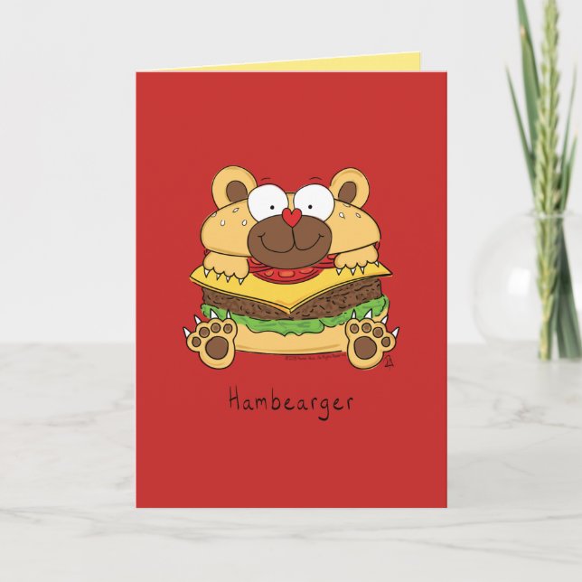 Hamburger - Funny Hamburger Carte de jeu d'ours (Devant)