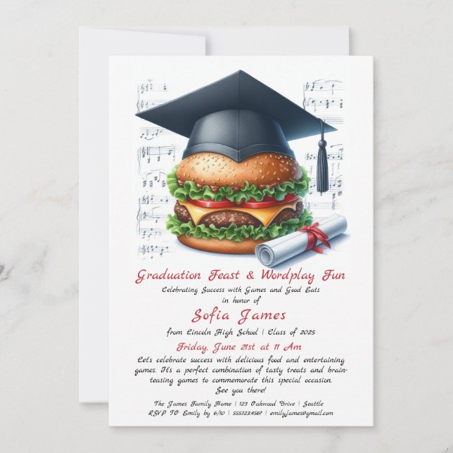 Hamburger graduation party – A Celebration  Invitation (Front)