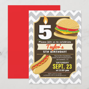 Hamburger & Hot Dog Anniversaire Fête Invitation