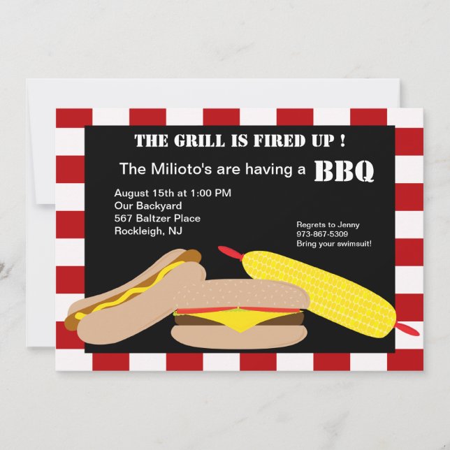 Hamburger & Hotdog Barbecue Invitation (Front)