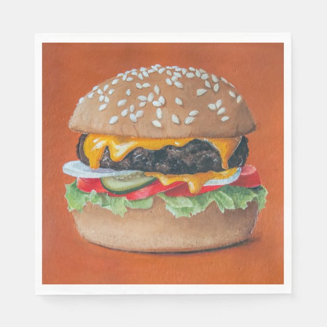 Hamburger Illustration paper napkins (Front)