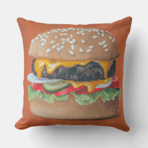 Hamburger Illustration throw pillows