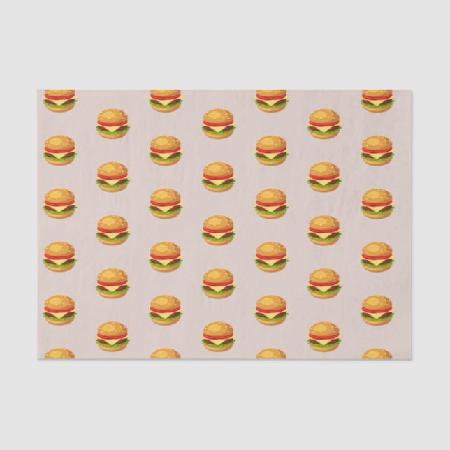 Hamburger Lover Cheeseburger Cute Tiled Pattern   Tissue Paper (Front)