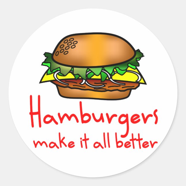 Hamburger Lover Classic Round Sticker (Front)