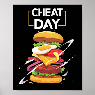 Hamburger Lover Gift Fast Food Gym Workout Cheat D Poster