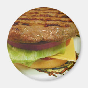 Hamburger Meat Patty Patties Lettuce Tomatoes Buns Magnet
