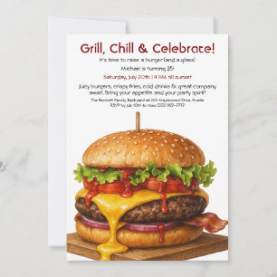 Hamburger Party   Fun Burger Celebration Invitation