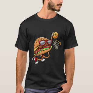 Hamburger Playing Basketball Fast Food Basketball  T-Shirt