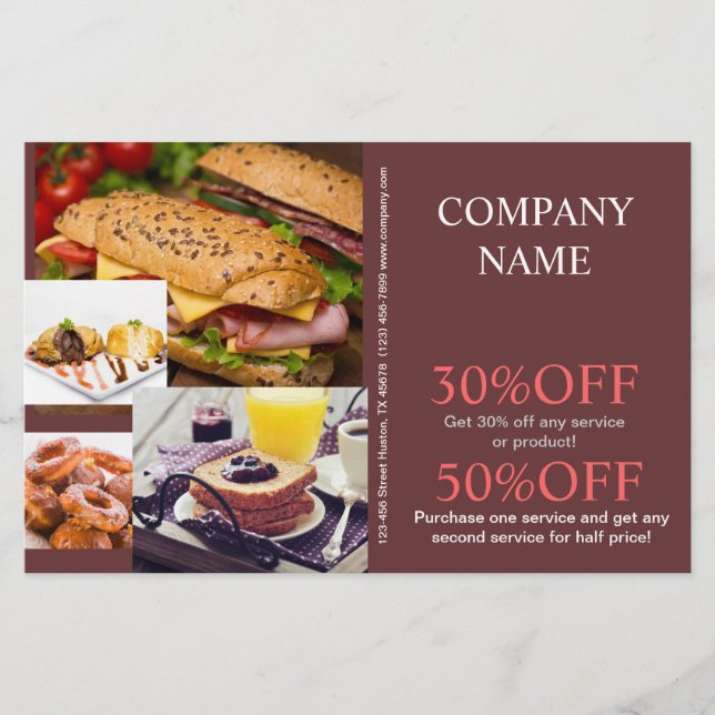hamburger sandwich private chef catering flyer (Front)