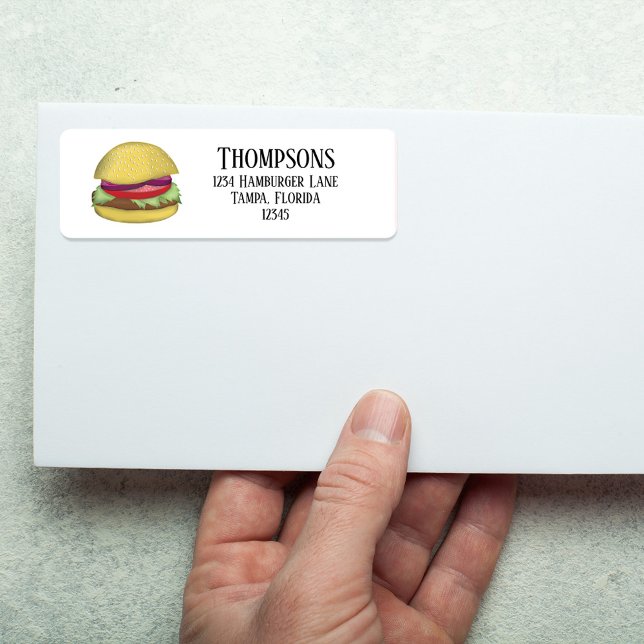 Hamburger simple et élégant (Return address label with a whimsical hamburger.)