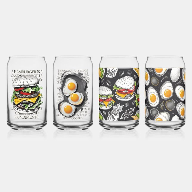 Hamburger vintage sketch by CallisC Arts ⭐⭐⭐⭐⭐ Can Glass (Front)