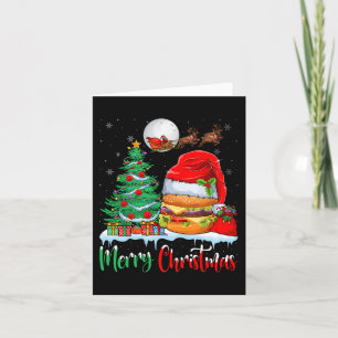 Hamburger Wearing Santa Hat Xmas - Merry Christmas Card