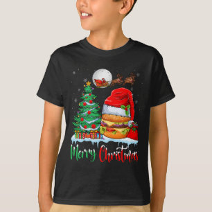 Hamburger Wearing Santa Hat Xmas - Merry Christmas T-Shirt
