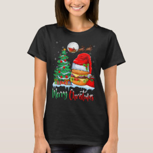 Hamburger Wearing Santa Hat Xmas - Merry Christmas T-Shirt