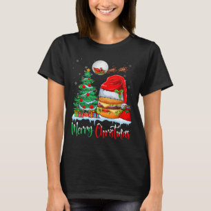 Hamburger Wearing Santa Hat Xmas - Merry Christmas T-Shirt