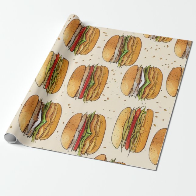 Hamburger Wrapping Paper  (Unrolled)