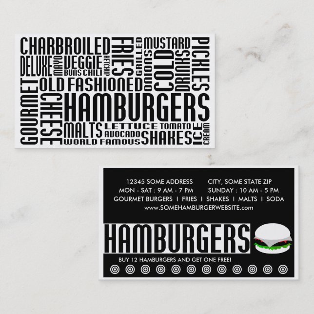 hamburgers (chit chat) loyalty card (Front/Back)