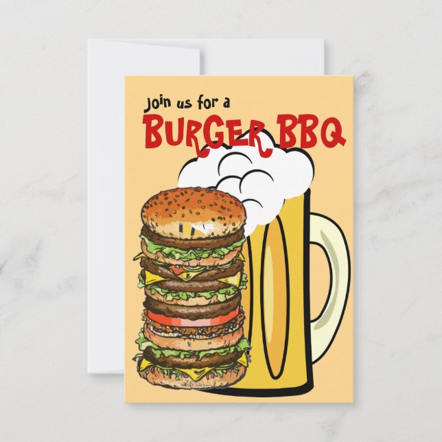 Hamburgers et invitation de partie d'amusement (Devant)