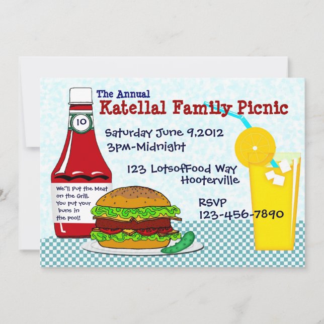 Hamburgers et invitation de pique-nique de (Devant)