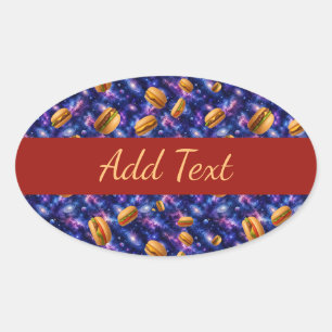 Hamburgers in space oval sticker
