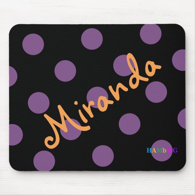 HAMbWG - Computer Mouse - Polka Dots on Black Pad (Front)