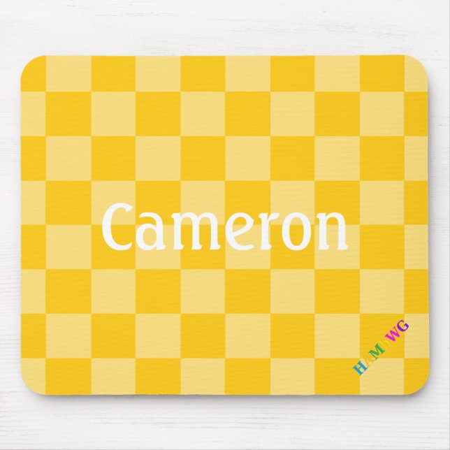 HAMbWG - Computer Mouse - Yellow Chequered Mouse Pad (Front)