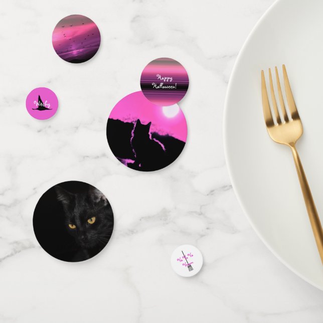 HAMbWG - Confetti de table - Chat d'Halloween rose (Groupe)