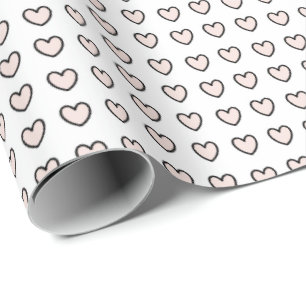 HAMbWG Gift Wrap - Pink & Black Hearts on White
