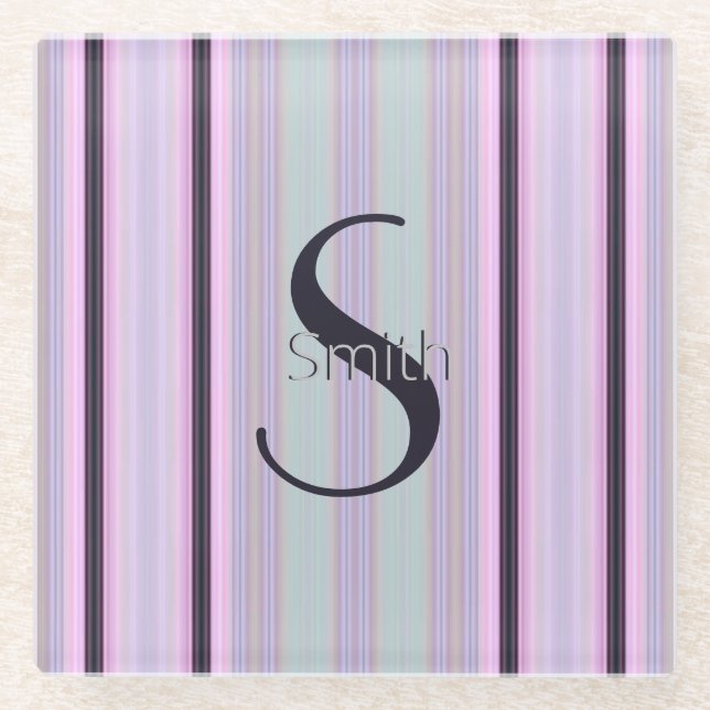 HAMbWG - Glass Coaster - Pale Pink Stripe (Front)