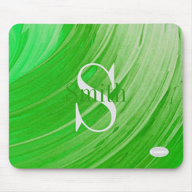 HAMbWG - Green Swirl Monogram Mouse Pad (Front)