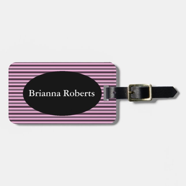 HAMbWG Luggage Tag w/ leather strap - Neon Pink (Front Horizontal)