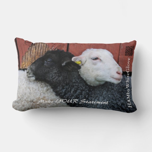 HAMbWG - Lumbar Pillow - Black Sheep White Sheep (Front)