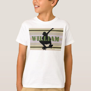 HAMbWG - Okra Stripe with  Skateboarder T-Shirt