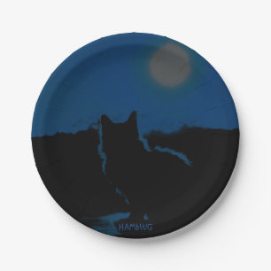 HAMbWG - Paper Plate - Blue Cat and Moon