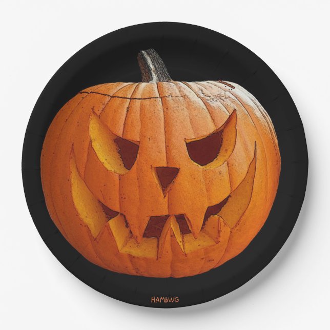 HAMbWG - Paper Plate - Halloween Orange Pumpkin (Front)