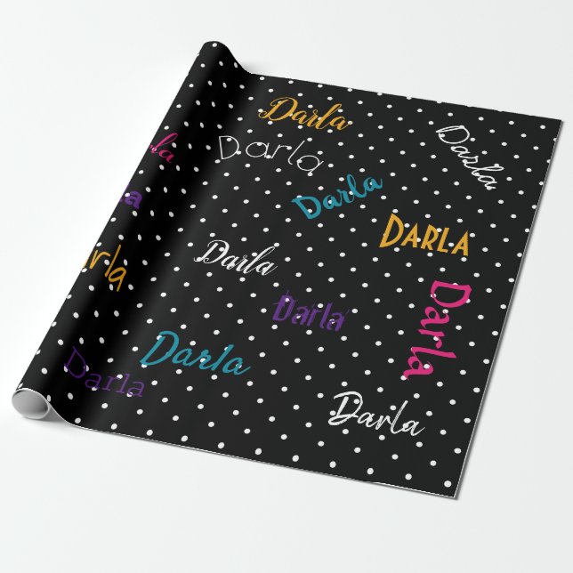HAMbWG Personalized Polka Dot Black Wrapping Paper (Unrolled)