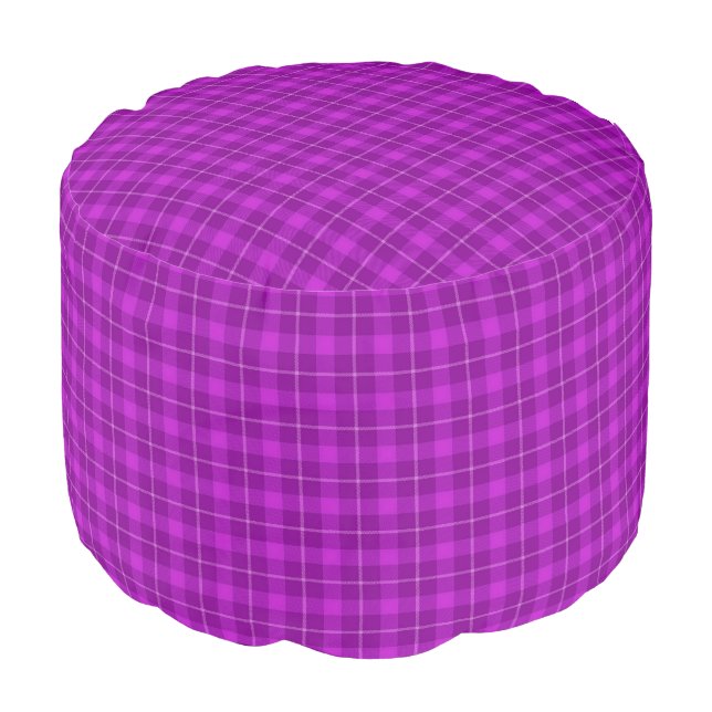 HAMbWG Pouf Chair - Violet-Purple Plaid (Angled Front)