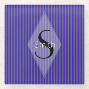 HAMbWG - Purple Night Stripe with Monogram Glass Coaster