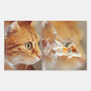 HAMbWG - Rectangle Stickers - Cat with fish