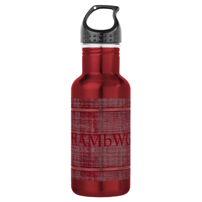HAMbWG Red/Red Water Bottle (18 oz) (Front)
