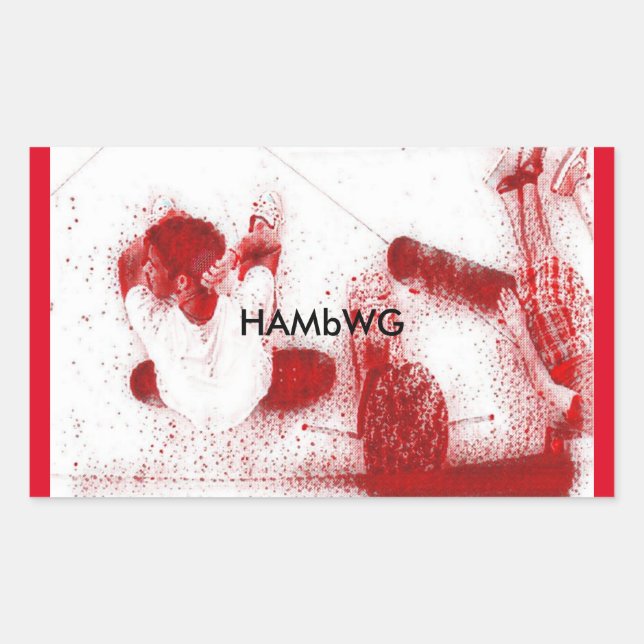HAMbWG - Stickers - Skate Boarders Resting - Red (Front)