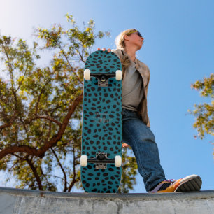 HAMbWG Teal Leopard Skateboard