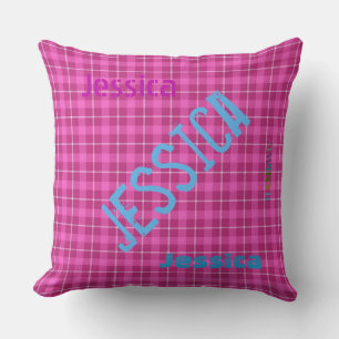 HAMbWG Vanity Pillow - Add your name - Pink Plaid