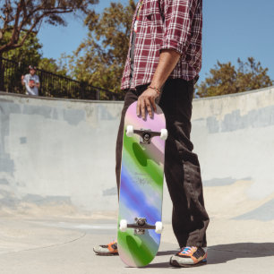 HAMbWG Watercolor look in pink, green & blue Skateboard