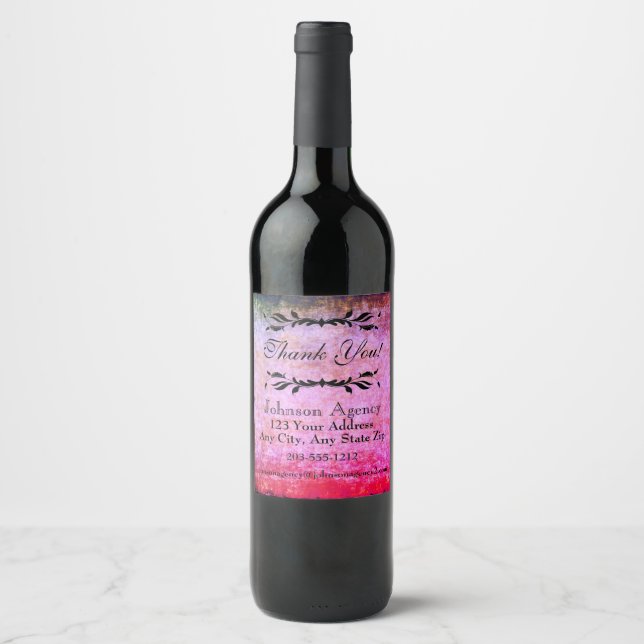 HAMbWG - Wine Bottle Label - Pink Distressed Look (Front)