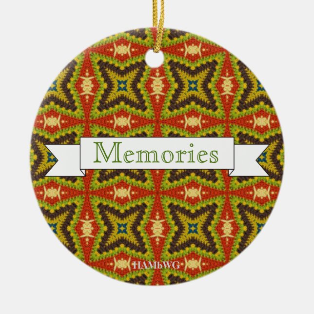 HAMbyWG - 1970's Olive, rust and green macrame Ceramic Ornament (Front)