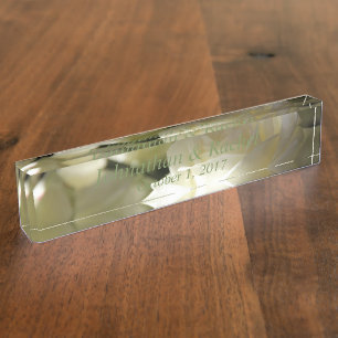 HAMbyWG - Acrylic Memory Keepsake  - White Rose Nameplate