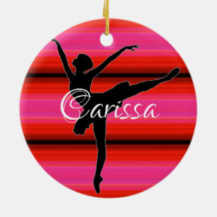 HAMbyWG - Ballet Dancer with Red and Pink Ceramic Ornament