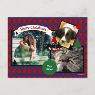 HAMbyWG Blue Argyle Background in any colour Holiday Postcard