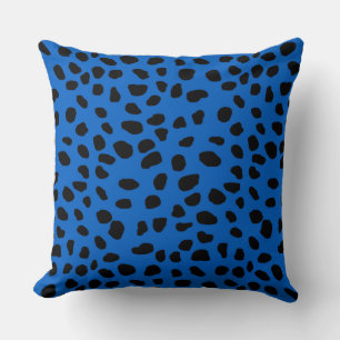 HAMbyWG Bright Blue & Black Leopard Print Throw Pillow